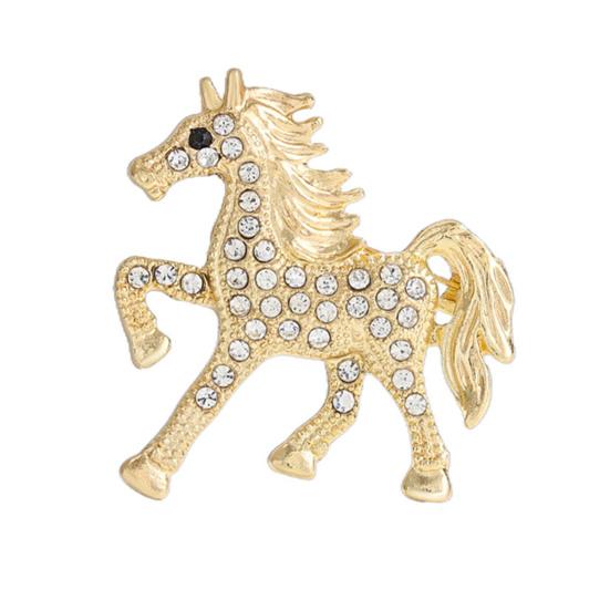 Yousheng Retro Horse Brooch Rhinestone Inlaid Horse Pin Zodiac Year Animal Brooch Men Women Suit Accessory for Handbag Clothes Decoration