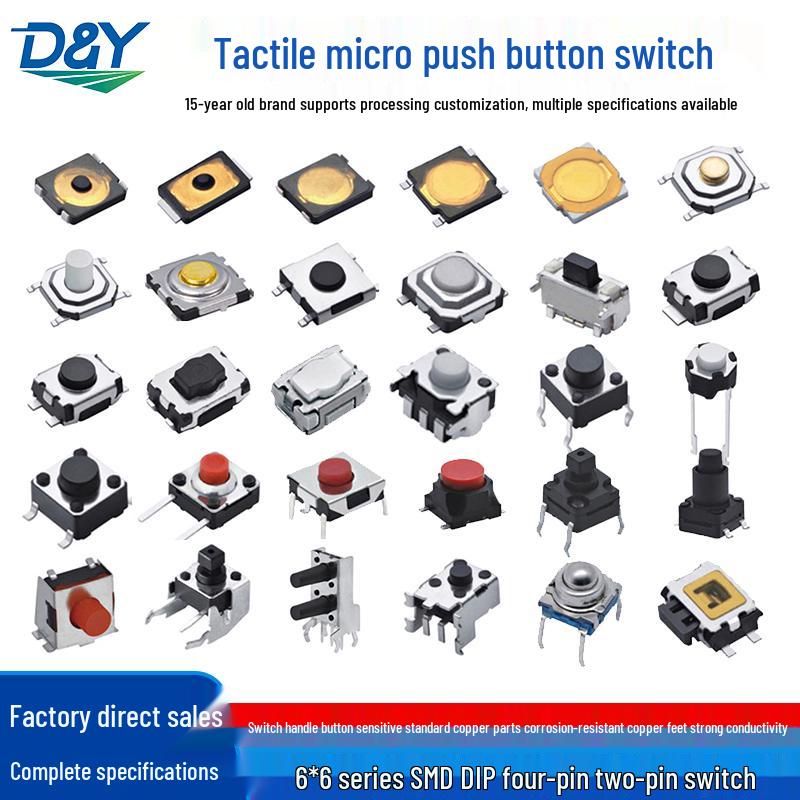 Waterproof Micro Tactile Switch, 4-Pin, 6x6mm, SMD/Through-Hole, Side Press, Self-Locking