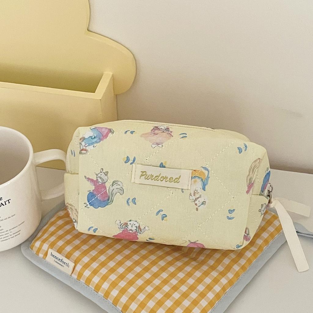 Cartoon Portable Cosmetic Bags for Women Travel Animal Print Toiletry Storage Ladeis Makeup Handbags Commuter Female Pencil Case