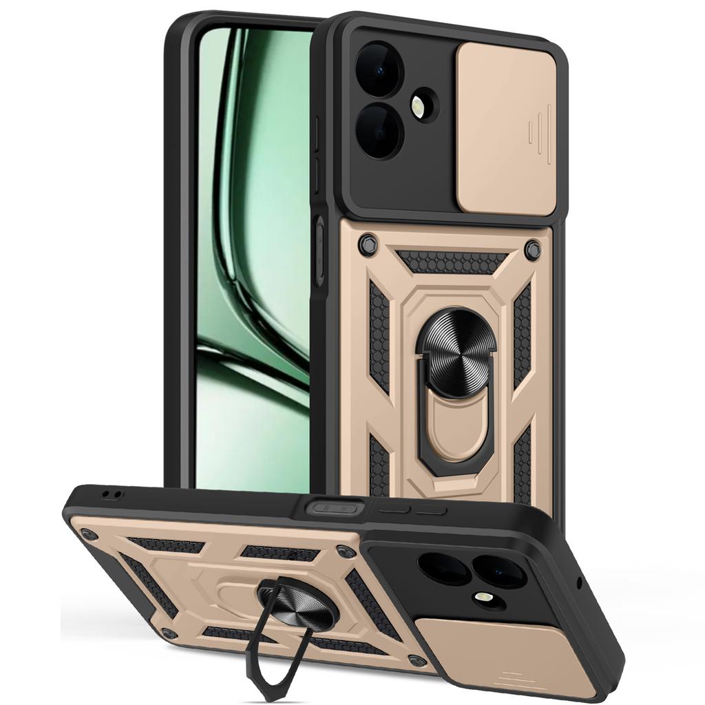 AMORUS Чехол для Samsung Galaxy A07 4G с подставкой, ПК+ТПУ, чехол для телефона со слайдером для объектива камеры