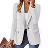 Women  Single Button Suit Jacket with Pockets Suit Coat Lapel Long Sleeve Business  Solid Color Plus Size