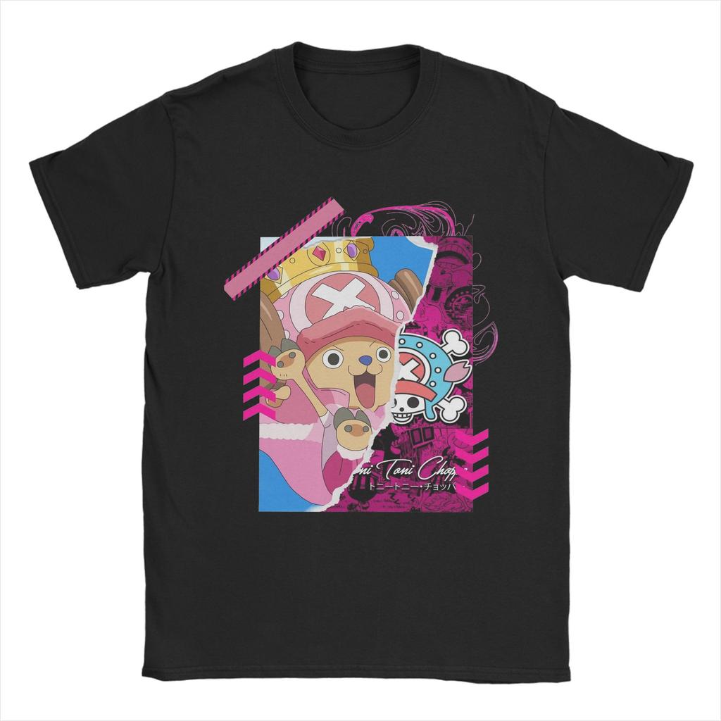 Cute Tony Tony Choppers T Shirts for Men Cotton Vintage TShirt Crew Neck Japanese Anime Tees Short Sleeve Clothing Gift Idea