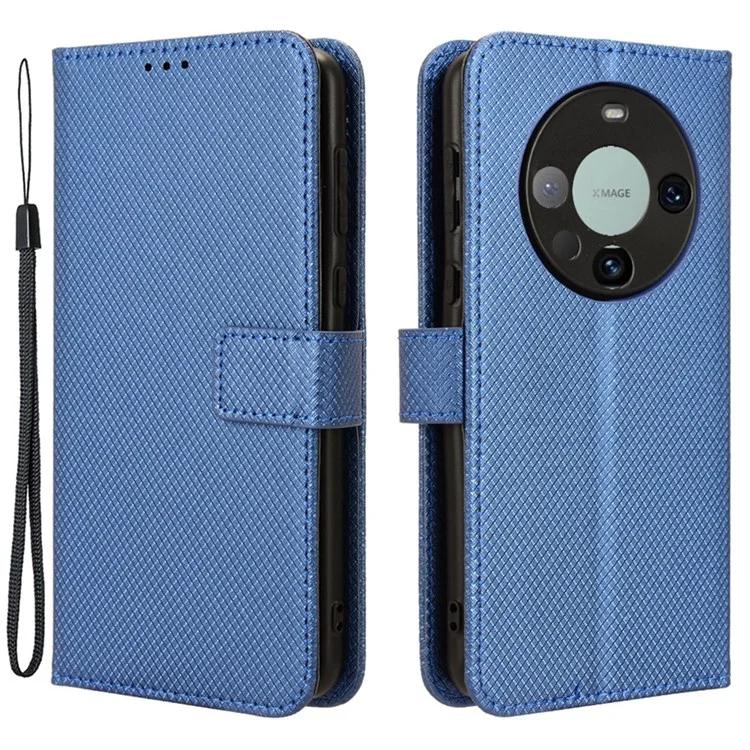 Чехол-подставка из искусственной кожи для Huawei Mate 60 с защитой от царапин и ромбовидной текстурой, чехол для телефона из искусственной кожи