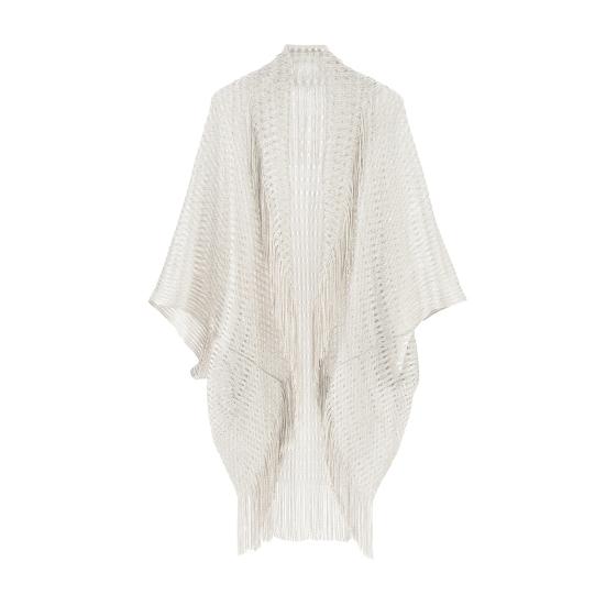 Summer Beach Smock Hollow Out Tassel Decor Sunscreen Loose Quick Dry Swimsuit Cover-up Open Beachwear Poncho