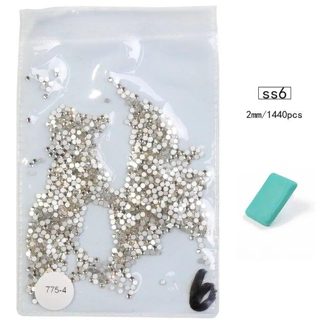 SS3-SS30, 1440 шт., супер блестящие многоцветные стразы с плоской задней частью без горячей фиксации для украшения ногтей, обуви и танцевальных украшений