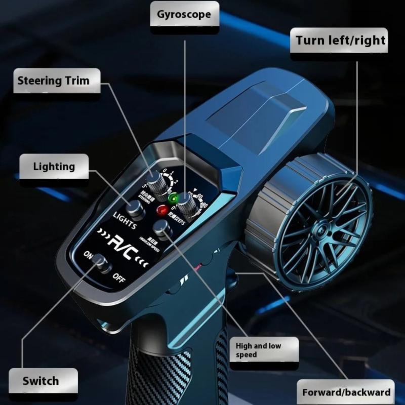 Professional 1:43 Rechargeable RC Drift Car with ESP Gyroscope Full Proportional Control 4-wheel Drive Metal Body 2 Sets Tires for Realistic Drifting