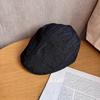 Художественный однотонный стиль Кепка газетчика Короткий козырек Выбеленный деним Повседневная мода