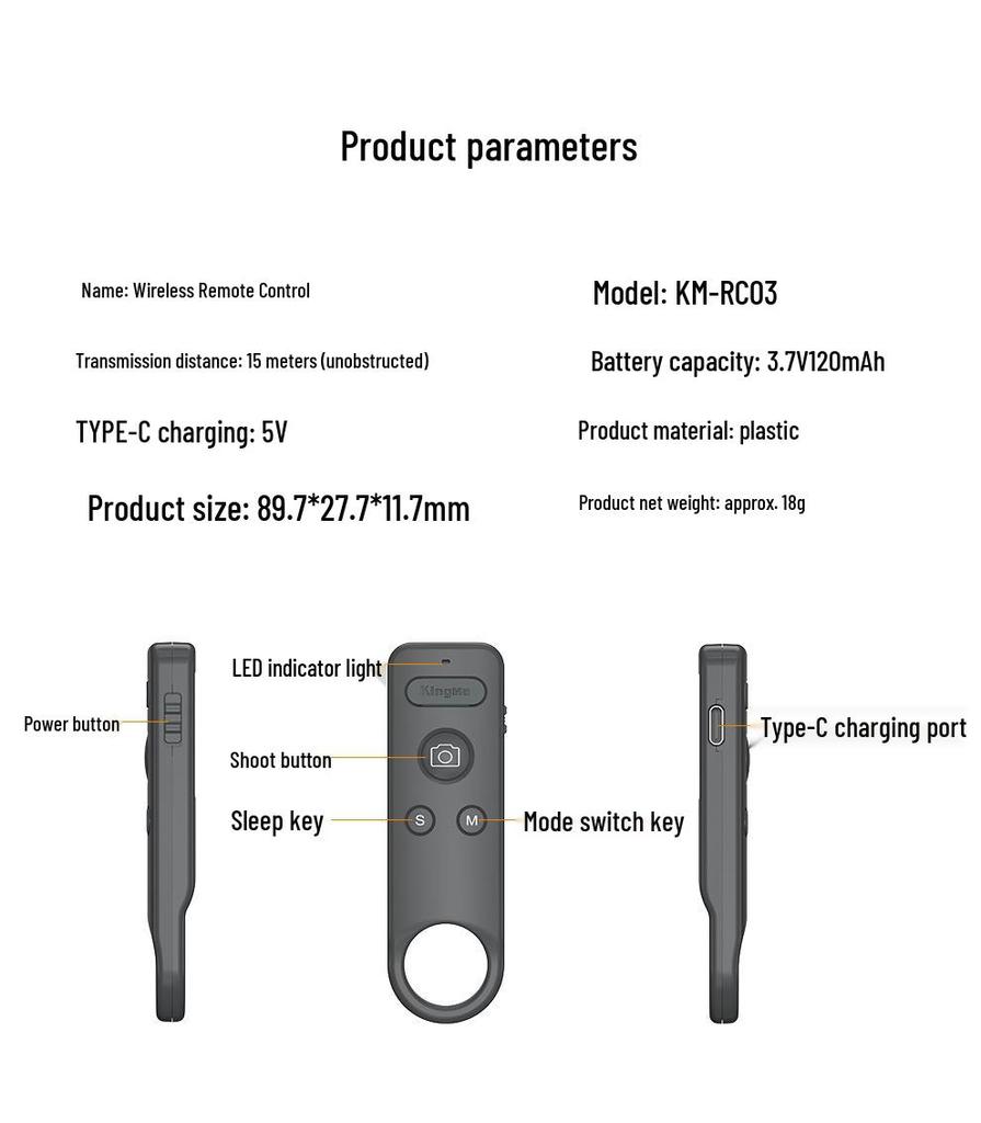 Bluetooth-пульт для экшн-камер DJI: Совместим с Action 5 Pro/4/360 для фото- и видеосъемки.