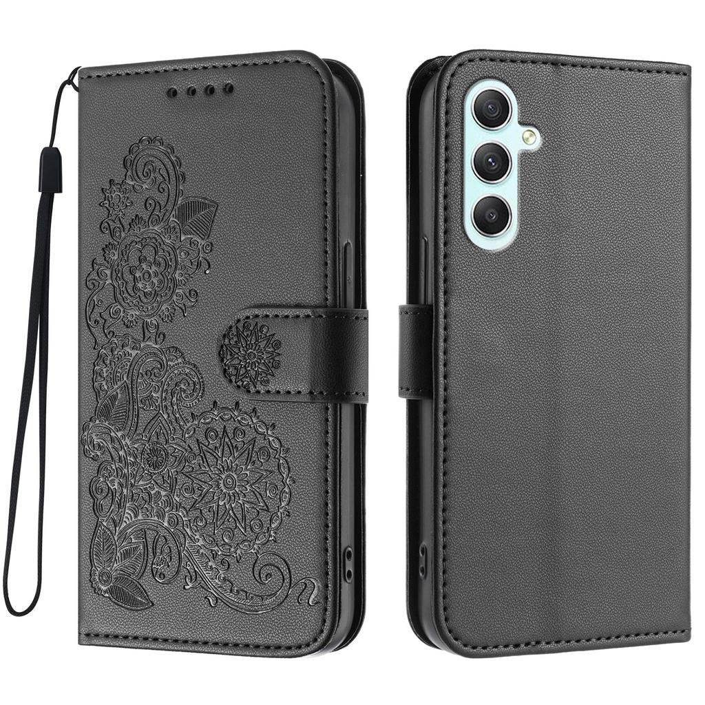For Samsung Galaxy A35 5G Phone Cases Mandala Flower Leather Wallet Mobile Cover with Strap