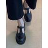 Cowhide Model~ Thick-soled Mary Jane Single Shoes Women's Black Leather Shoes High Heels Thick Heel Retro Height-increasing Small Leather Shoes