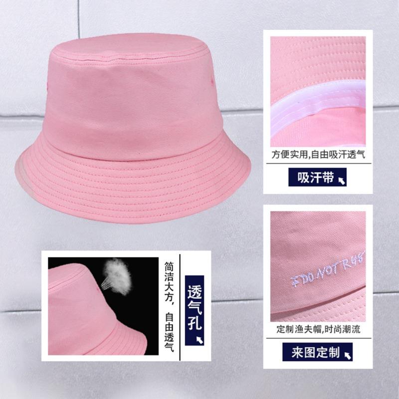 Cotton Fisherman Hat Summer Basin Hat Outdoor Sunshade Girls Sun Protection Sun Hat Printing Embroidery Men