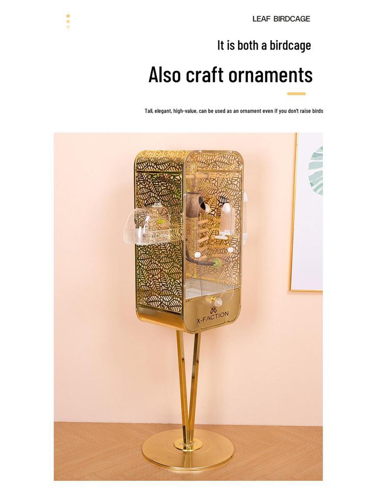 Golden Luxury Bird Villa: Parrot & Cockatiel Floor-Standing Birdcage