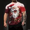 Santa Claus 3D Printed Men's T-shirt Fashion Christmas T-shirt Men's Casual Short Sleeved Top T-shirt Hip-hop Street Wear