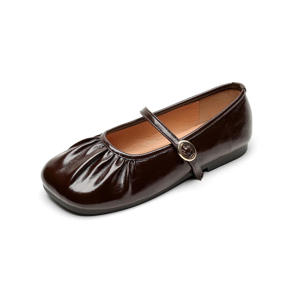 Одиночная обувь женская на плоской подошве с мелким вырезом балетки с мягкой подошвой туфли Мэри Джейн