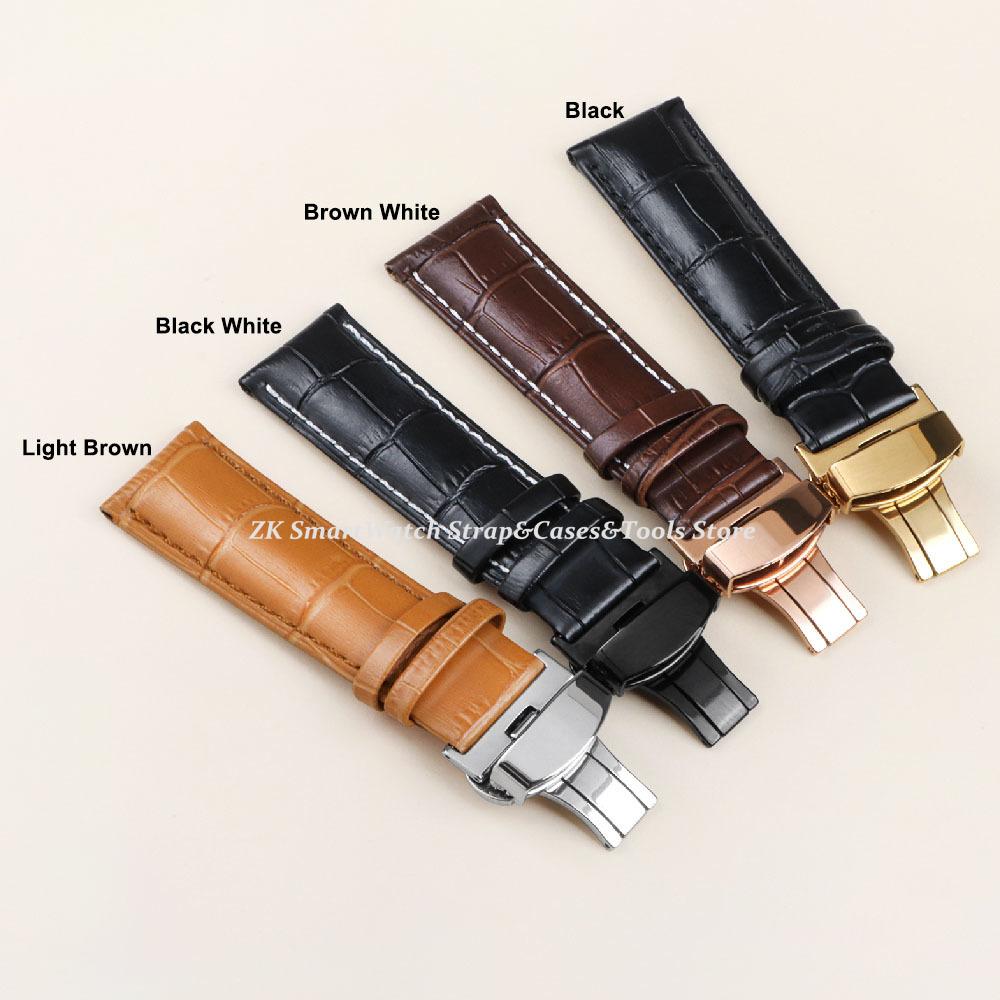 Ремешки для часов из натуральной кожи с коробкой WatchBand 14 мм 16 мм 18 мм 20 мм 21 мм 22 мм 24 мм Браслет для часов Застежка-бабочка Ремешок для часов