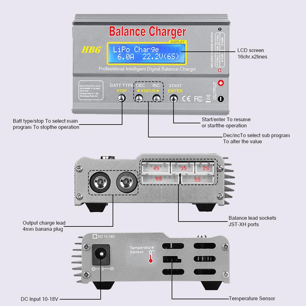 imax B6 80W Digital RC Balance Charger Discharge for LiPo NiMH NiCd LiFe Pb Battery Lipro Charger+ 15V 6A Adapter Optional