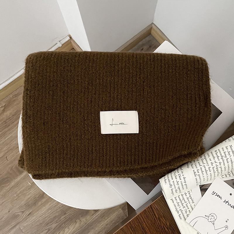 New Red Knitted Wool Scarf Girls Winter Thickened Versatile Wool Scarf Christmas Gift