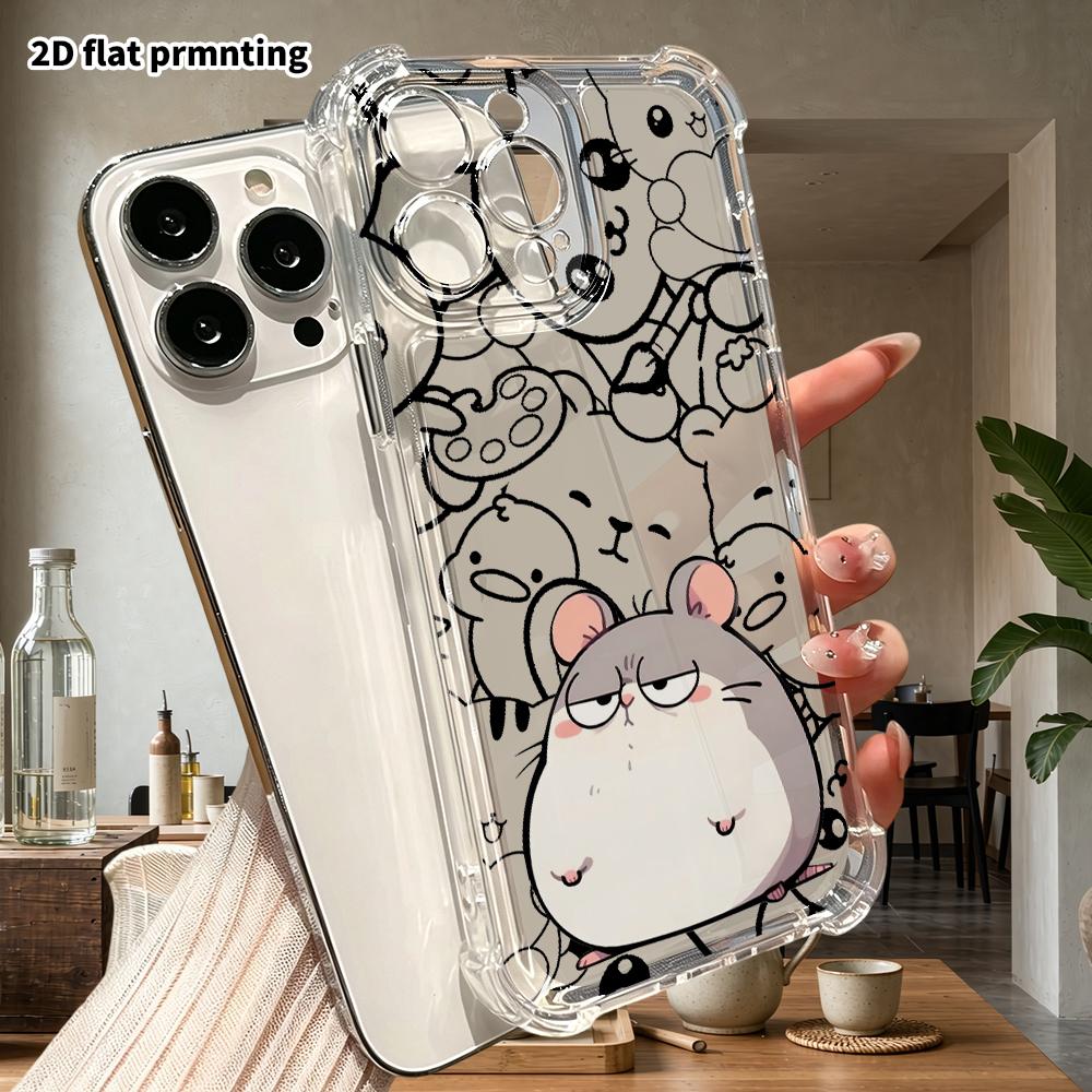 Phone case: 2D flat, fits iPhone 18 17 16 15 14 13 Pro, chubby hamster, perfect Christmas and Halloween holiday gift