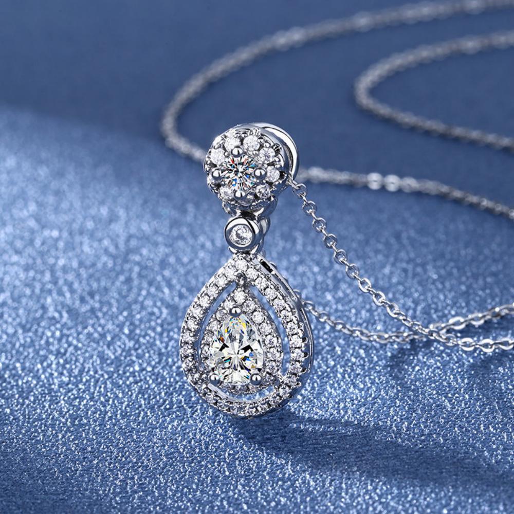 Серебряное колье 925 пробы для женщин, сверкающий циркон, кулон в форме слезы, цепочка на ключицу, ювелирное изделие, подарок на день рождения