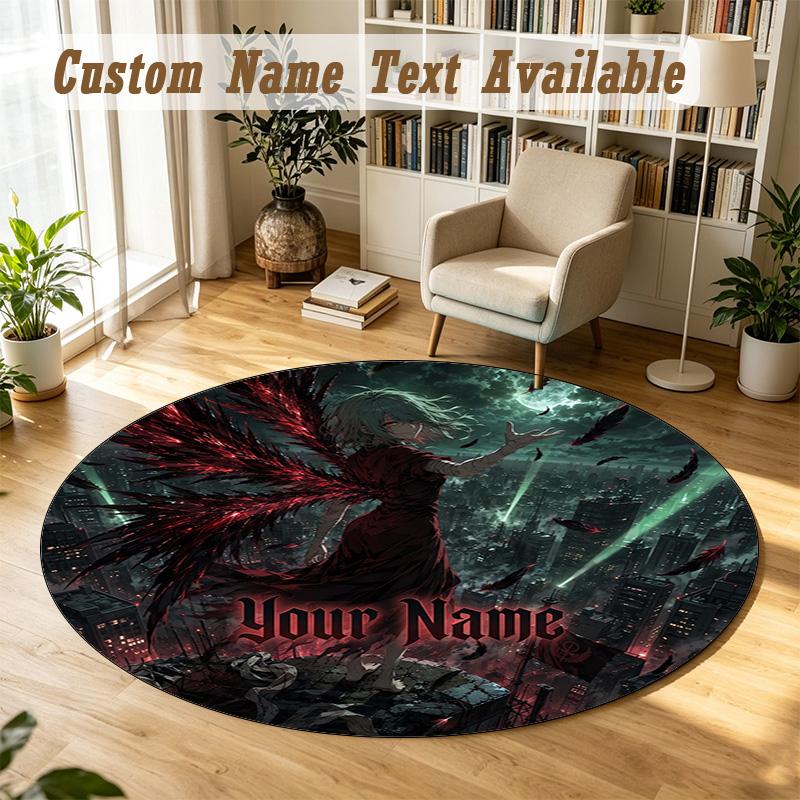 Round Rug Custom NameTokyo Ghoul Pattern Non Slip Carpet Home Floor Decor