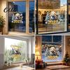 Waterproof PVC Wall Art Russian New Year Sheep Window Cling 2027, Removable Static Sticker with Easy to Clean Glass Appliques Tree and Snowflake
