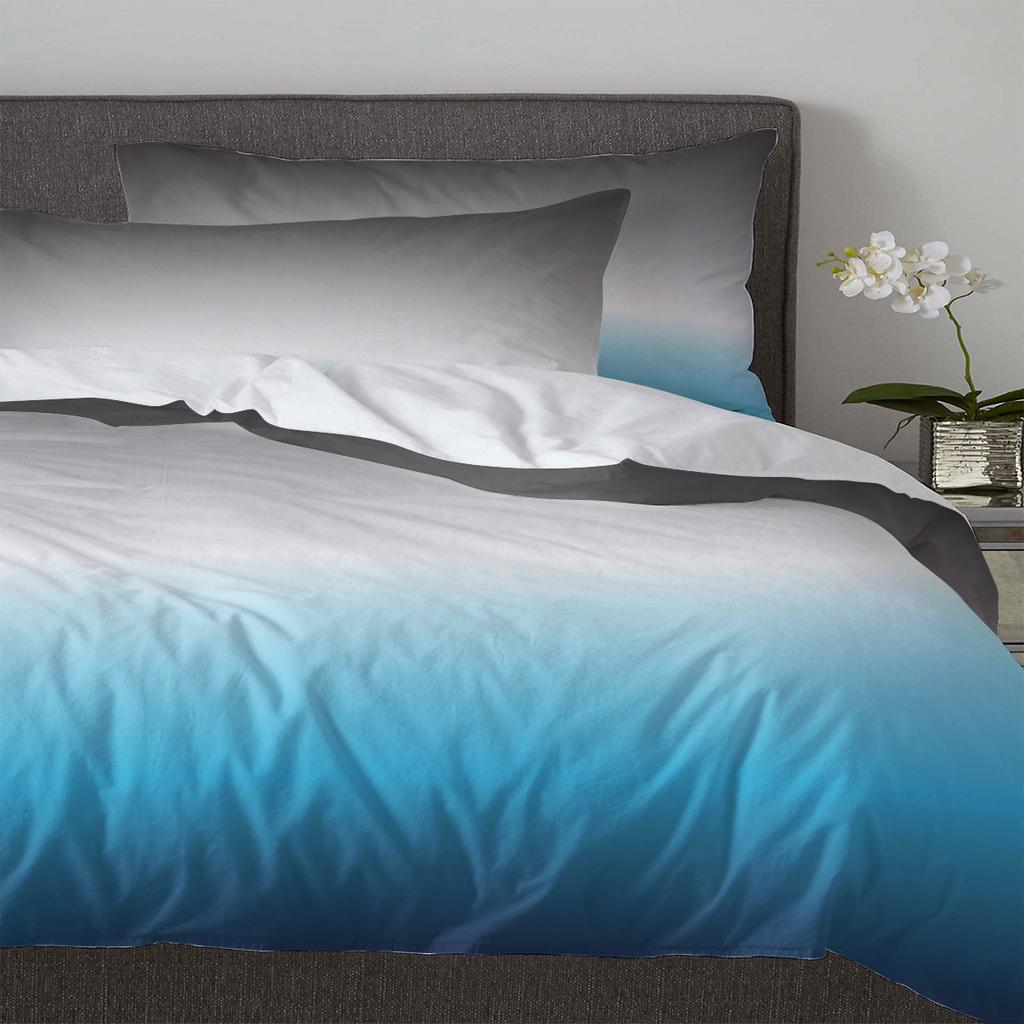 Градиентный серо-голубой пододеяльник, комплект постельного белья для кровати, домашний текстиль, пододеяльник, наволочки, комплект постельного белья для спальни, двуспальный комплект постельного белья, без простыни
