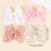 4Pcs Elegant Bow Satin Hair Clip For Baby Girls Sweet Simple Solid Pearls Side Barrettes Daily Accessories Headwear Headdress