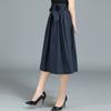 Women's Summer High-Waist Elastic Pleated Midi Skirt - Slim-Fit A-Line Umbrella Skirt with Knee-Length Flare