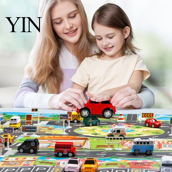 Портативный коврик Play Mat для путешествий 51" x 39" Детский ковер для игровой комнаты, класса, Образовательный город, Дороги, Моющийся, Игровой, Дорожный коврик, Нескользящий ковер