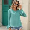 Women's Autumn Turtleneck Long-sleeved Shirt Casual and Comfortable Flared Sleeve Polka-dot Shirt