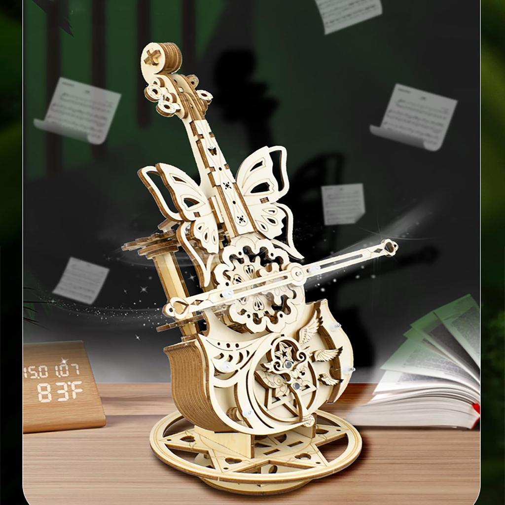 AIJUYE 3D Music Wooden Wooden Handmade Wooden 3D Educational Killing Assembly Craft For Elementary School Upper Cello Holiday Gift Puzzle, Box,