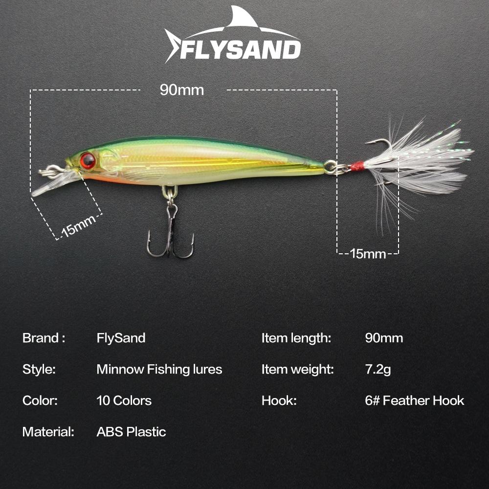 FLYSAND Laser Minnow Fishing Lure Pesca Hooks Fish Wobbler Tackle Crankbait Artificial Japan Hard Bait 90mm 7.2g Swimbait 1PCS