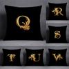 Tyrant Gold Alphabet Series Pattern Decorative Pillowcase, Square Pillowcase, Home Office Decoration
