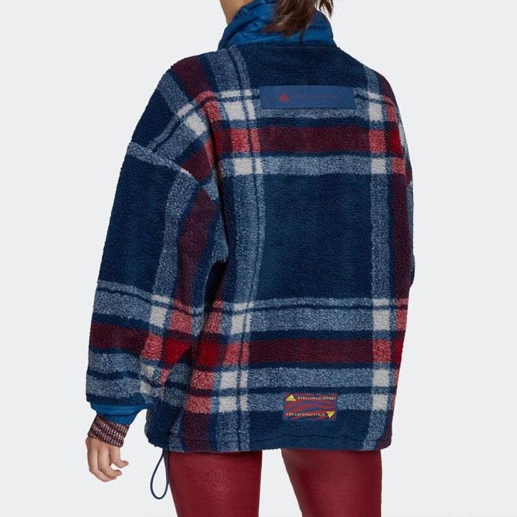 Adidas Цветные блоки полумолния воротник стойка винтажная спортивная куртка женская куртка синяя HI6076