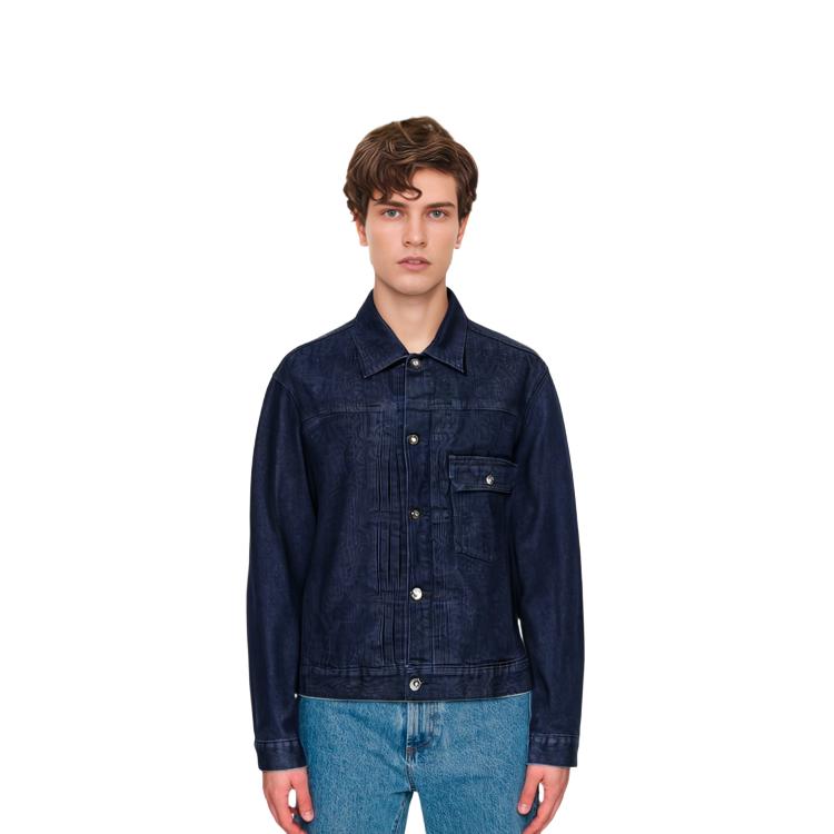 Uniqlo SS22 Однотонная Повседневная Джинсовая Куртка на Пуговицах Мужские куртки Темно-Синий 449616