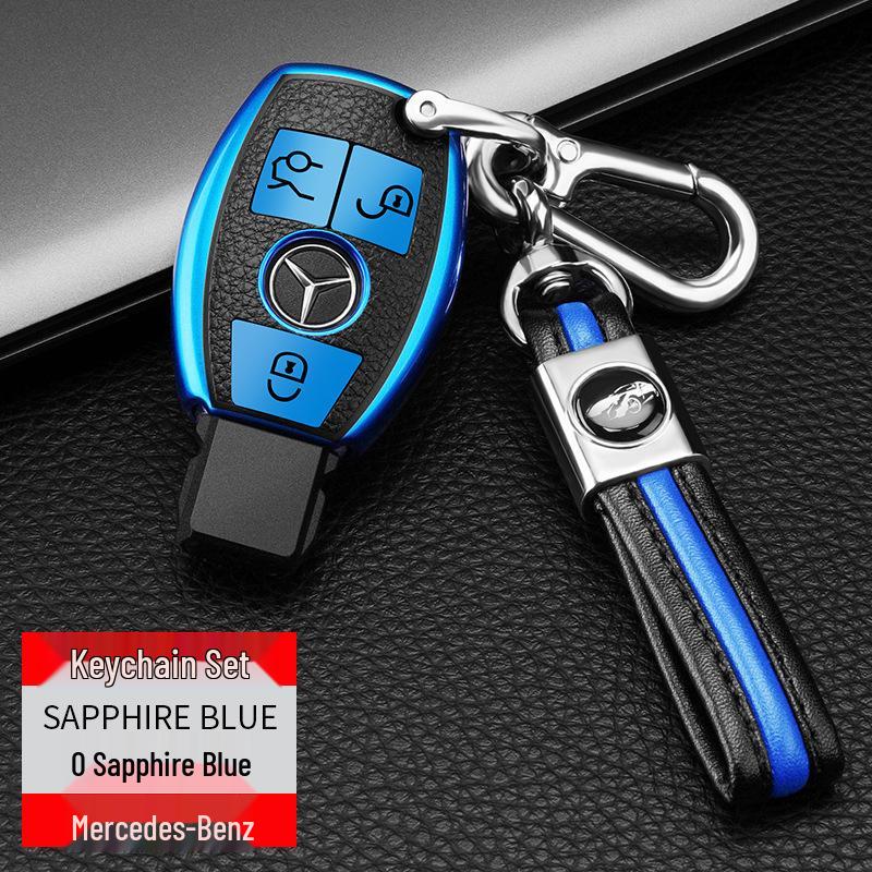 Крышка-чехол из ТПУ для ключа автомобиля Mercedes-Benz для CLA200, GLC260, C260L, GLA, C300 - Гальваническое покрытие с пряжкой (Женский дизайн)