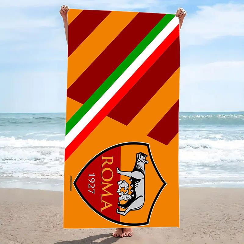 Пляжное полотенце с принтом AS Roma, Большое мягкое быстросохнущее полотенце для пляжа, кемпинга, плавания