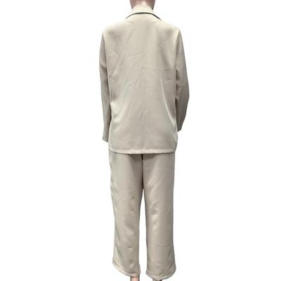 Повседневный деловой костюм для поездок на работу, элегантный женский деловой костюм с пальто с лацканами на одной пуговице, прямые брюки с высокой талией, длинные для олен