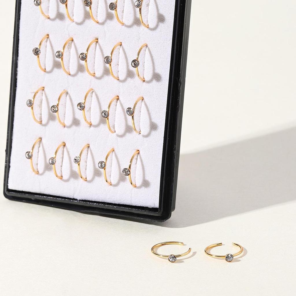 Позолоченные кольца для носа из нержавеющей стали со стразами - 40 штук