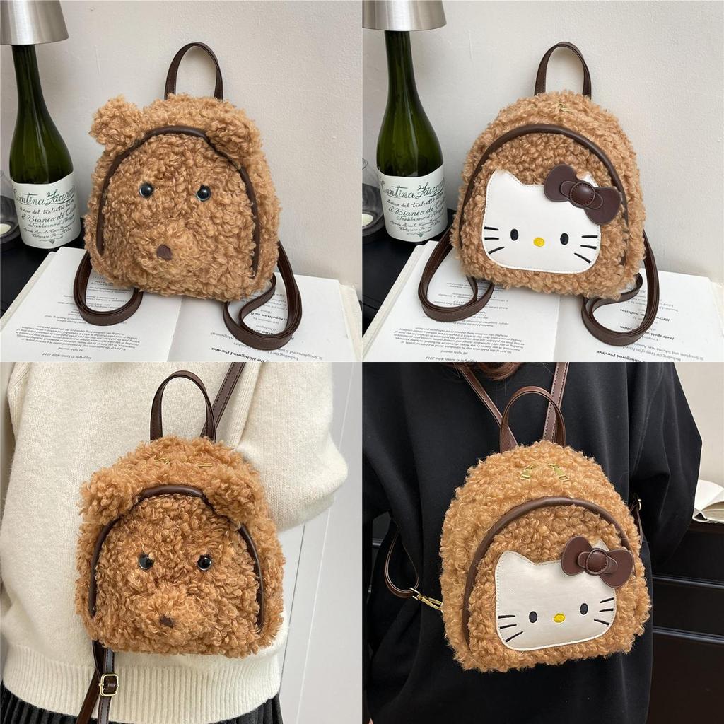Плюшевый рюкзак-кошка Hello Kitty для девочек Модный повседневный рюкзак
