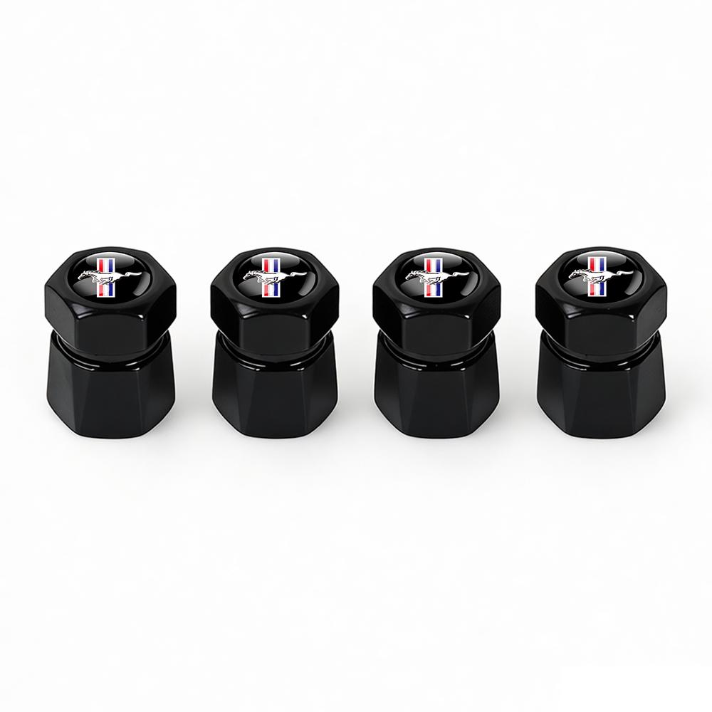 AJR1 4Pcs Car Metal Wheel Tyre Valve Caps Stem Covers For Ford Focus Kuga Mondeo Ranger Fiesta Mustang ST Shelby Fusion Edge Escape