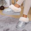 Platform Ankle Boots for Glitter Bling Snow Boots Women Warm Fluffy Thick Sole Short Boots Winter New Soft Plush Woman Shoes
