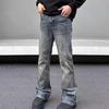 Мужские весенне-осенние джинсы клеш с градиентной варкой - потертые, крутые, свободные прямые, уличный стиль, повседневные брюки