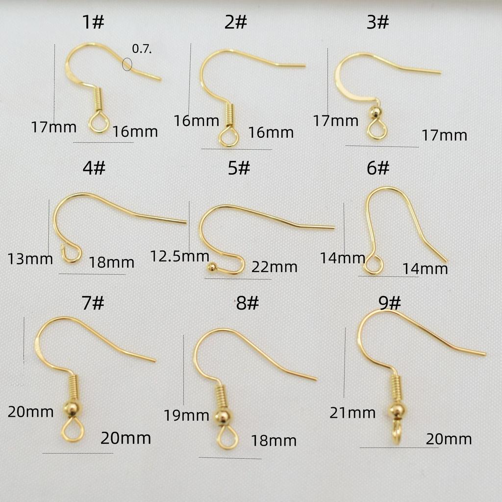 100pcs Color Retention 18K Bag, Gold Diy Ear Hook Accessories, Pure Copper U-Shaped Flattened With Beads,, Hooks, Accessories,, Ear Hooks.