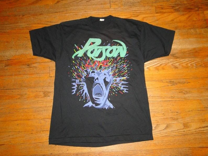 Винтажная унисекс футболка Poison Live Tour 1988 года