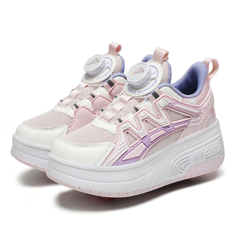 Обувь для роликовых коньков для мальчиков и подростков Съемные плоские туфли Колеса для роликовых коньков для девочек Кроссовки для детей