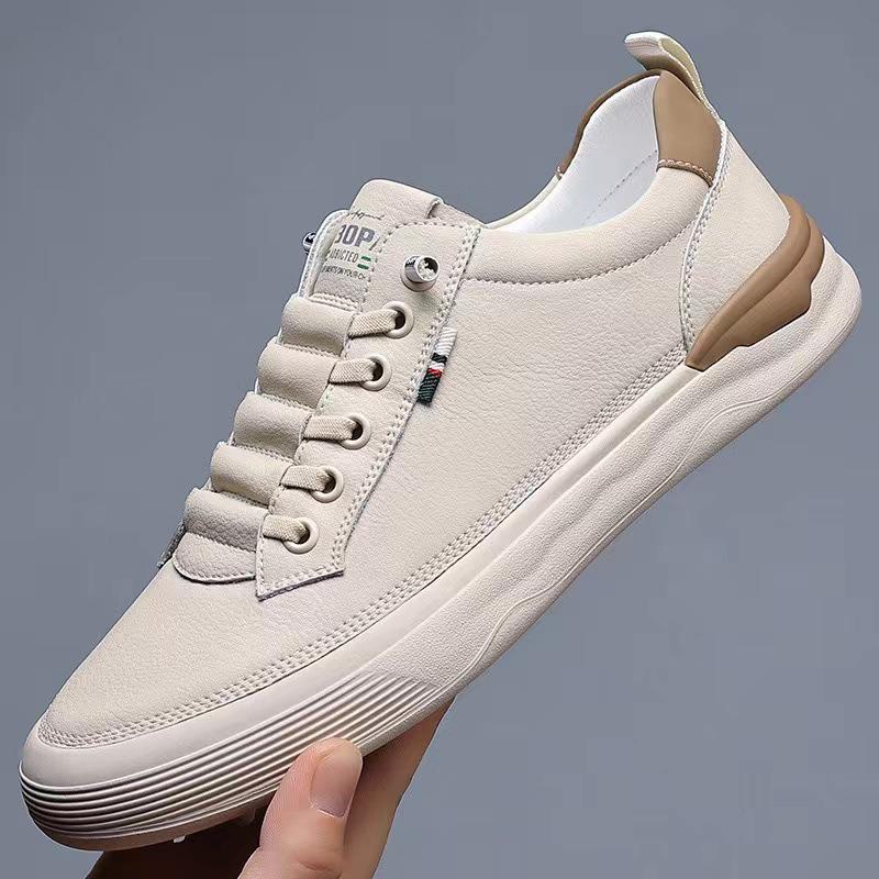 Мужские кроссовки Slip-On Soft Sole Leather Sneakers Весна/Лето 2024 — Повседневные, Универсальные, Белые