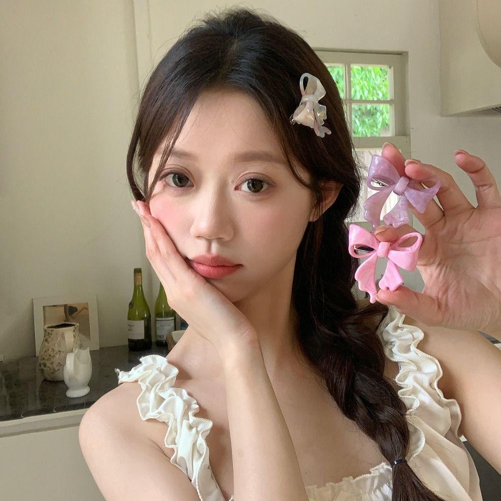 Hairpin Bow Hair Clip Hair Claw Bowknot Duckbill Clip Personalized Acetic Acid Hairpin  Streetwear