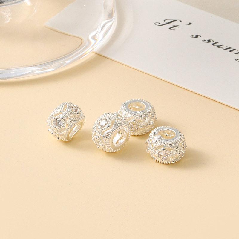 Позолоченные полые кружевные бусины-разделители, 5 мм, большое отверстие для DIY изготовления ювелирных изделий