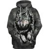 Black and White Wolf Print 3D Men's Hoodies Fashion Animal Pattern Women's Sweatshirts Leisure Essentials Pullover Jackets Coat
